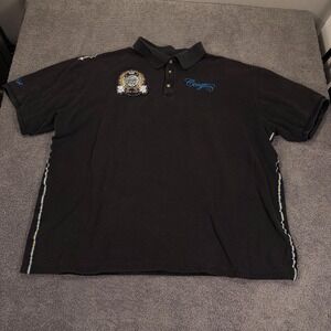 Coogi Polo Shirt Mens 5XL‎ Black Embroidered Crest Patch Short Sleeve Big & Tall